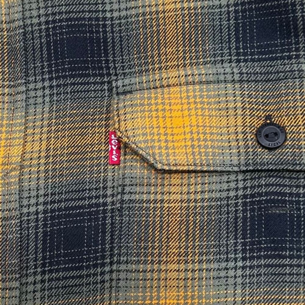 Levi’s Yellow Black Plaid Flannel Shirt Relaxed Fit Button Up Men’s XXL NWT - Picture 4 of 9
